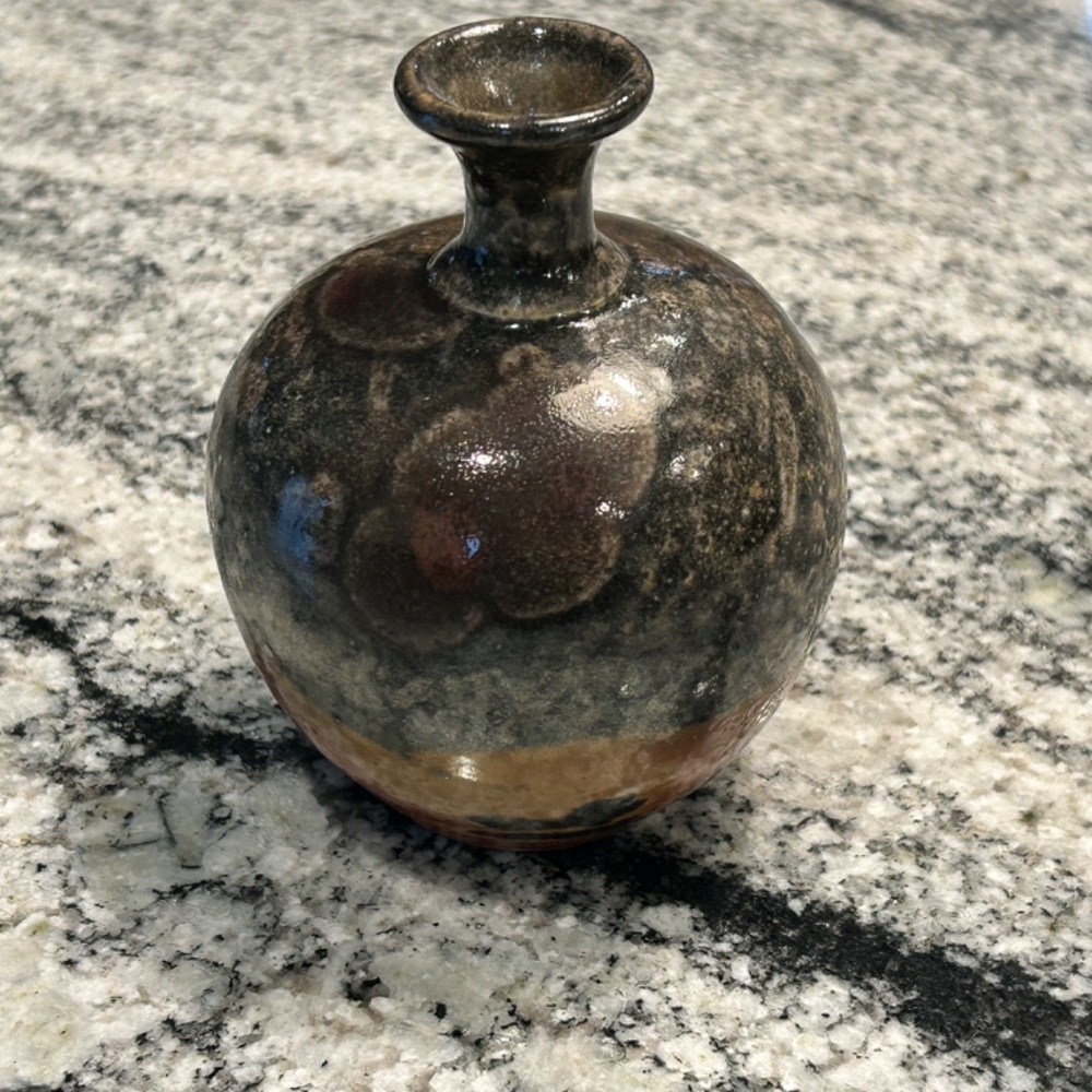 VINTAGE‎ RAKU STYLE STUDIO POTTERY VASE 4"